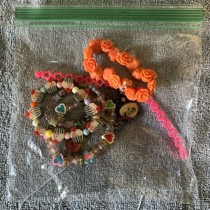 Kids multicolored beaded bracelets with two mood necklaces